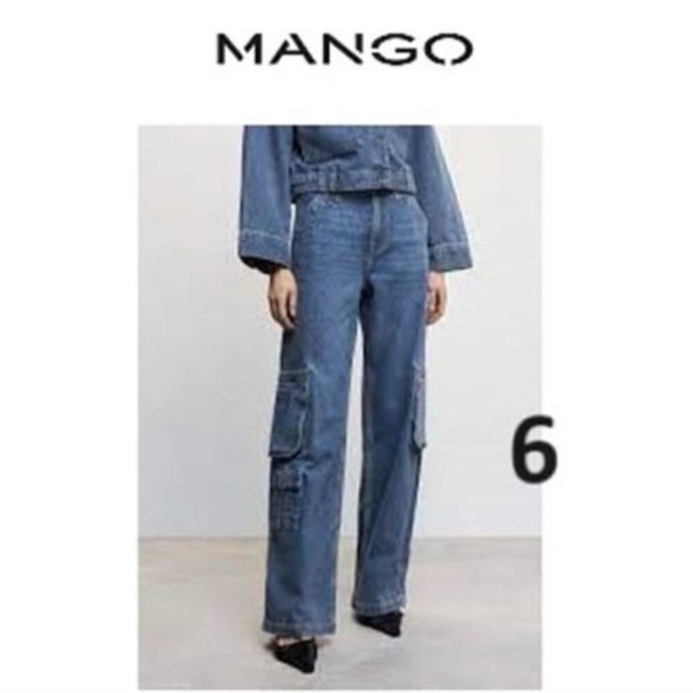 Mango - Ladies Multi-Pocket Cargo Jeans - Medium Blue. Size: 6 (US). NWT